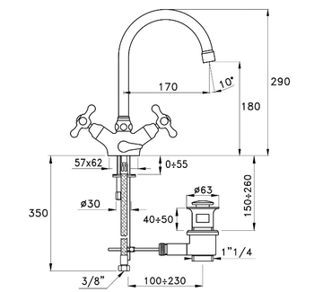 ROMA 3217P - 1 hole washbasin tap by RUBINETTERIE STELLA - view 3
